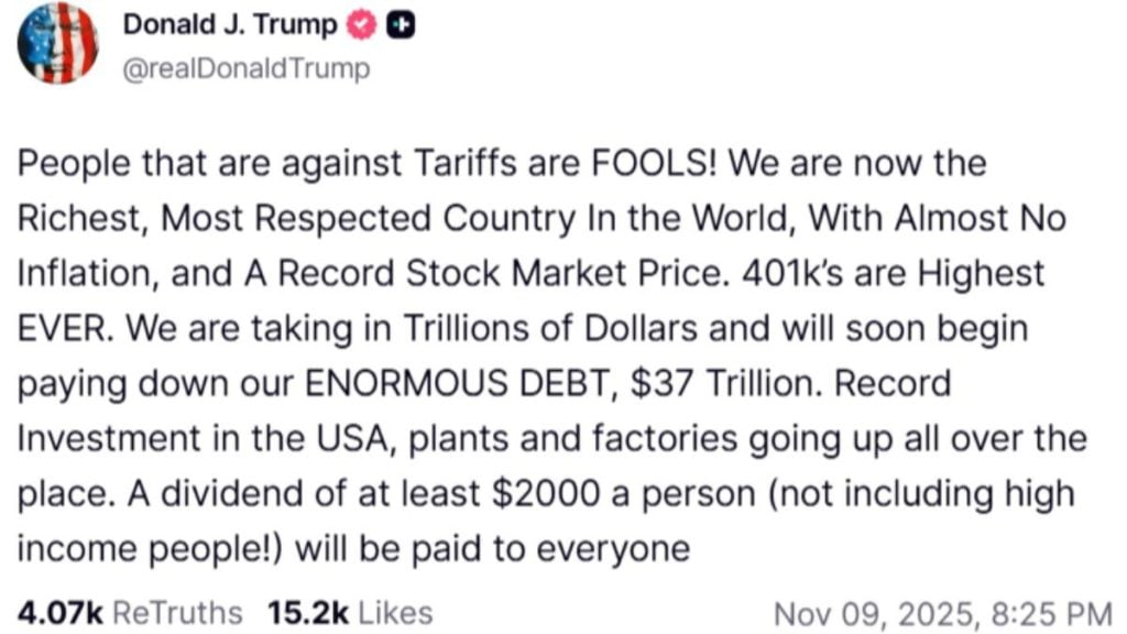 图片[2]-Trump calls for a $2,000 handout to everyone: Only an idiot would oppose tariffs; US Treasury Secretary stunned: We didn’t discuss it with him.-OzABC